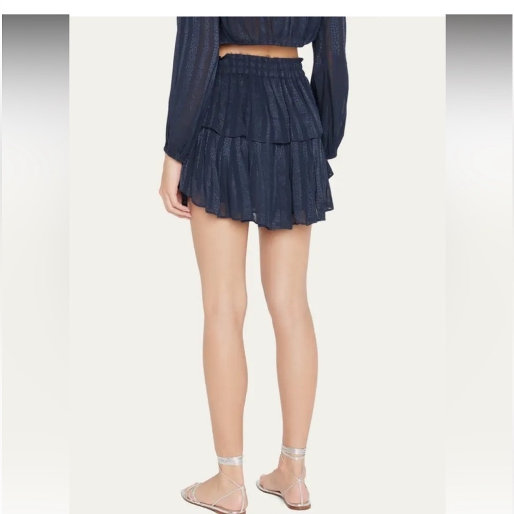 LoveShackFancy size XL Ruffled Mini Skirt Navy Midnight Blue NWT - Picture 7 of 9